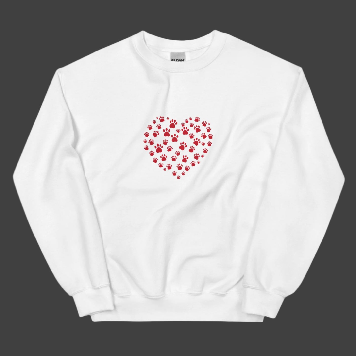 White Pawprint Love Heart Sweatshirt