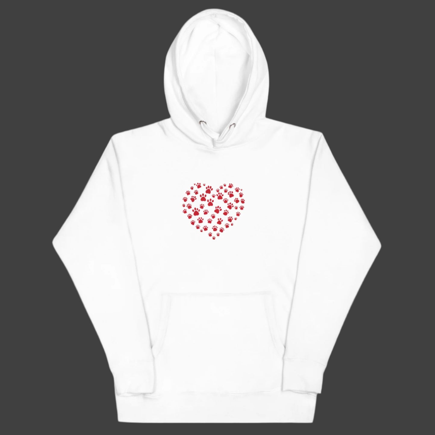 White Pawprint Heart Hoodie